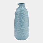 Sagebrook Home 17930-02 Ceramic, 12" Plaid Textured Vase, Cameo Blue