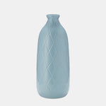 Sagebrook Home 17930-03 Ceramic, 16" Plaid Textured Vase, Cameo Blue