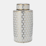 Sagebrook Home 17972-01 Ceramic, 16" Honeycomb Jar With Lid, Gold
