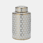 Sagebrook Home 17972-02 Ceramic, 12" Honeycomb Jar With Lid, Gold
