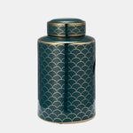 Sagebrook Home 17972-04 Ceramic, 12" Crackle Jar With Lid, Gold