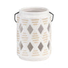 Sagebrook Home 17998-01 Ceramic, 6" Diamond Cut Out Lantern, Ivory