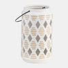 Sagebrook Home 17998-02 Ceramic, 9" Diamond Cut Out Lantern, Ivory