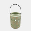 Sagebrook Home 17998-03 Ceramic, 6" Diamond Cut Out Lantern, Cucumber