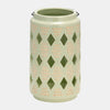 Sagebrook Home 17998-04 Ceramic, 9" Diamond Cut Out Lantern, Cucumber
