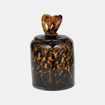 Sagebrook Home 18003-01 Glass, 8" Jar With Knot Lid Tortoise