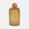 Sagebrook Home 18003-02 Glass, 10" Jar With Knot Lid Amber Bubble