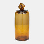 Sagebrook Home 18003-03 Glass, 12" Jar With Knot Lid Dark Amber
