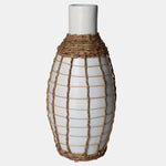 Sagebrook Home 18047 Terracotta, 18" Bottle Vase, White/Brown