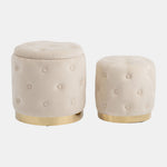 Sagebrook Home 18093-01 14"/18" Tufted Storage Ottoman, Cream Set of 2
