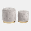 Sagebrook Home 18093-05 14"/18" Tufted Storage Ottoman,  Light Grey Set of 2