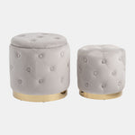 Sagebrook Home 18093-05 14"/18" Tufted Storage Ottoman,  Light Grey Set of 2