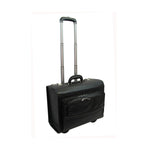 AmeriLeather Rolling Leather Catalog Case with Laptop Sleeve – Organizer, Combo Locks, Telescopic Handle, 18" Business Bag