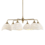 Biddeford 6 Light Beaded Pendant – 11"H White Wood Bead Gold Finish Indoor Ceiling Light by Uttermost