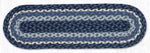 Earth Rugs Coastal Blue, Gray & Ivory Braided Jute Oval Stair Tread – 27"x8.25"