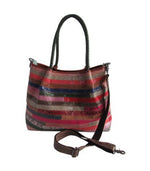 AmeriLeather Everly Rainbow Handbag – Printed Top Grain Leather, Pewter Hardware, Dual Handles, 17.5" Tote with Bonus Coin Purse