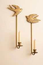 Metal Sparrow Candle Wall Sconce 20.5" H in Antique Gold by Kalalou
