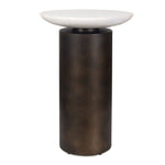 Uttermost Olso Outdoor Accent Table-Bronze Iron Contrasts White Marble with Grey Veining