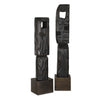 Cipher Black Wood Totems Set of 2 Sculptures 27 Inch Tall