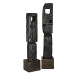 Uttermost Cipher Black Wood Totems Set of 2 Decorative Sculptures 27 Inch Tall