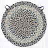 Earth Rugs Braided Jute Chair Pad – Blue and Natural Round 15.5"x15.5" Cushion