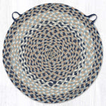 Earth Rugs Blue/Natural Jute Chair Pad – Hand-Braided 15.5"x15.5" Rustic Eco-Friendly Seat Cushion