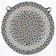Earth Rugs Braided Jute Chair Pad – Blue and Natural Round 15.5