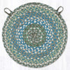 Earth Rugs Braided Jute Chair Pad – Sage/Ivory/Settlers Blue 15.5x15.5 Cushion