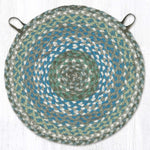 Earth Rugs Sage/Ivory Settlers Blue Jute Chair Pad – Braided 15.5"x15.5" Eco-Friendly Accent Cushion