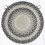Earth Rugs Gray Sand Ivory Jute Chair Pad – 15.5x15.5 Hand-Braided Reversible Round Seat Cushion
