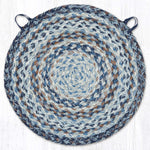Earth Rugs Denim Jute Chair Pad – 15.5"x15.5" Hand-Braided Square Seat Cushion with Rustic Blue Tones