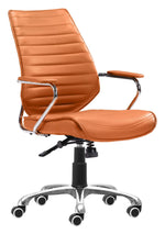 Low Back Office Chair 37.4-40.6" H, Terracota – Adjustable Height, Chrome Frame, Faux Leather Upholstery By Zuo Modern