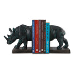 SPI Home Rhinoceros Bookends Pair – 7" Tall Handcrafted Bronze Finish Sculptures for Shelf or Desk Decor