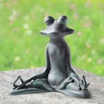 SPI Home Contented Yoga Frog Garden Sculpture – 12" Tall Cast Aluminum Statue with Verdigris Finish for Outdoor Zen Decor
