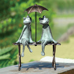 SPI Home Frog Lovers Garden Sculpture – 18" Tall Cast Aluminum Statue with Verdigris Finish for Romantic Outdoor Decor