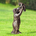 SPI Home Unbearably Cute Garden Sculpture – 16" Tall Cast Aluminum Bear Statue with Verdigris Finish for Whimsical Outdoor Decor