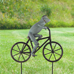 SPI Home Frog on Bicycle Garden Sculpture – 20" Cast Aluminum Verdigris Outdoor Statue with Whimsical Cycling Design