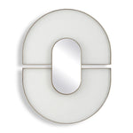 Encase Modern White Oval Mirror – 30.5"H White Glass & Antique Gold Framed Wall Mirror by Uttermost