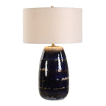 Uttermost Orleans Blue Glaze Table Lamp – 28″ H Ceramic Body with 18″ Round Fabric Shade