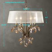 Luxury Pendant Style Chandelier with Silken Champagne Sheer Shade