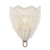 Uttermost Biddeford White Beaded 1-Light Sconce – 14"H, Gold Iron & Wood Beads, Modern Coastal Wall Fixture