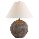 Uttermost Sayre Dark Brown Table Lamp – 26″ H Porcelain Body with 20″ Round Fabric Shade