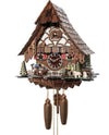 Eight Day Cuckoo Clock – 14 in Height – Mechanical Cuckoo Clock with Animated Wood Sawing and Volksmarcher Figure – By River City Clocks