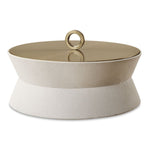 Uttermost 18165 Luxe White Shagreen Round Box with Brushed Brass Lid for Decorative Storage
