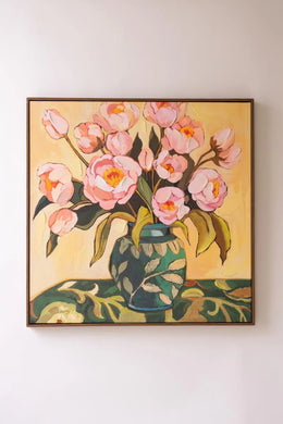 framed peony wall art