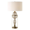 Uttermost 30405 Out Of Time Seeded Glass Table Lamp with Hourglass Base and Antique Brass Accents