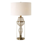 Uttermost 30405 Out Of Time Seeded Glass Table Lamp with Hourglass Base and Antique Brass Accents
