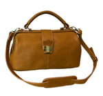 AmeriLeather Hillary Classic Handbag – Top-Grain Leather, Doctor-Style Opening, Brass Hardware, 13" Structured Satchel