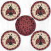 Earth Rugs Ladybug Round Braided Jute Coaster Set with Basket – 5" x 5"