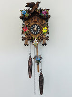 12-Melody Quartz Cuckoo Clock with Painted Flowers, Leaves & Bird 9 Inch By River City Clock